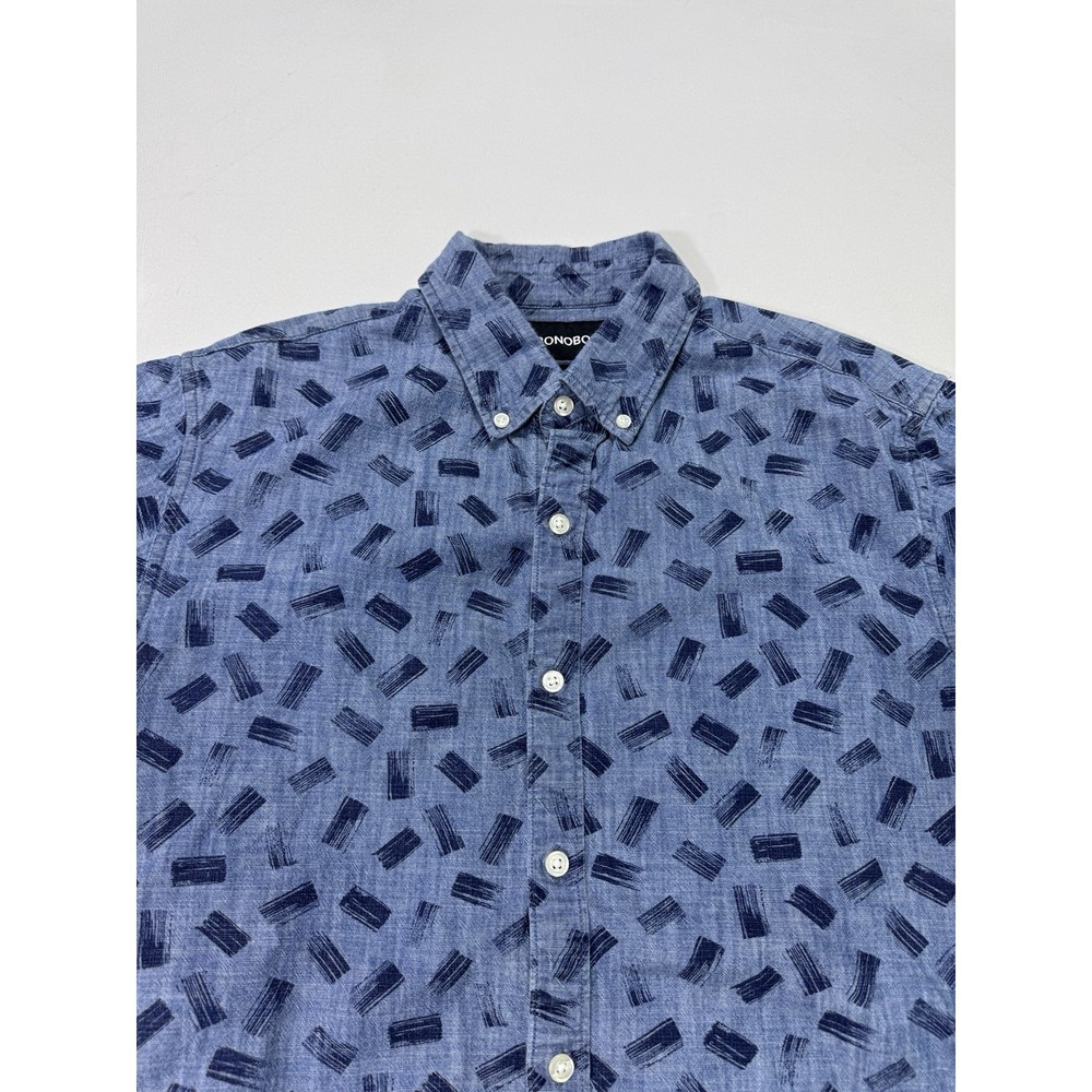 Bonobos Men's Large Slim Fit Chambray Button Shirt AOP Beach Casual Vacation